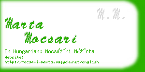 marta mocsari business card